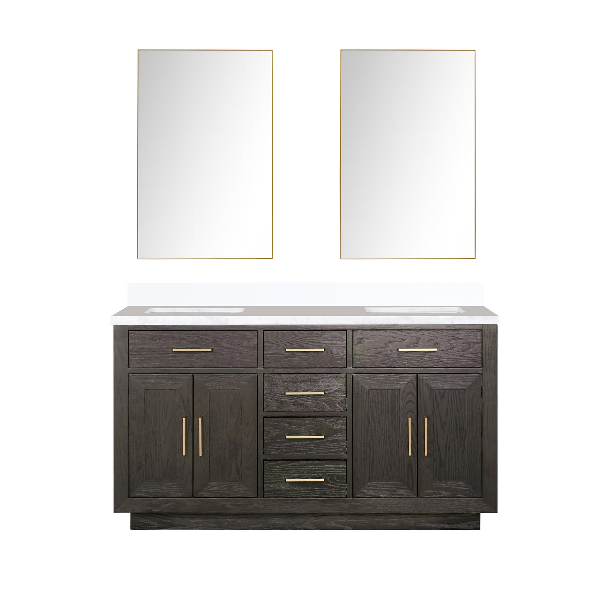 Lexora Abbey 60 in. Brown Oak Double Sink Bath Vanity