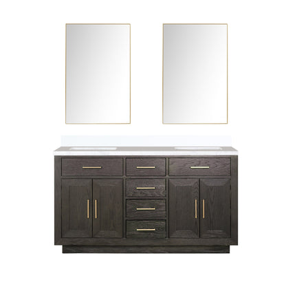 Lexora Abbey 60 in. Brown Oak Double Sink Bath Vanity