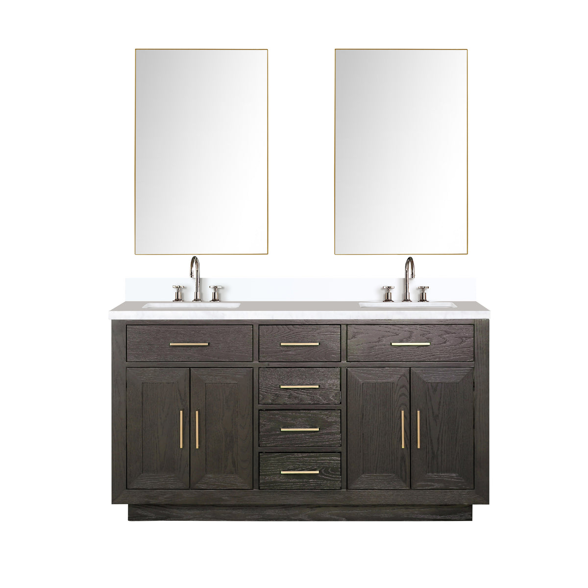 Lexora Abbey 60 in. Brown Oak Double Sink Bath Vanity