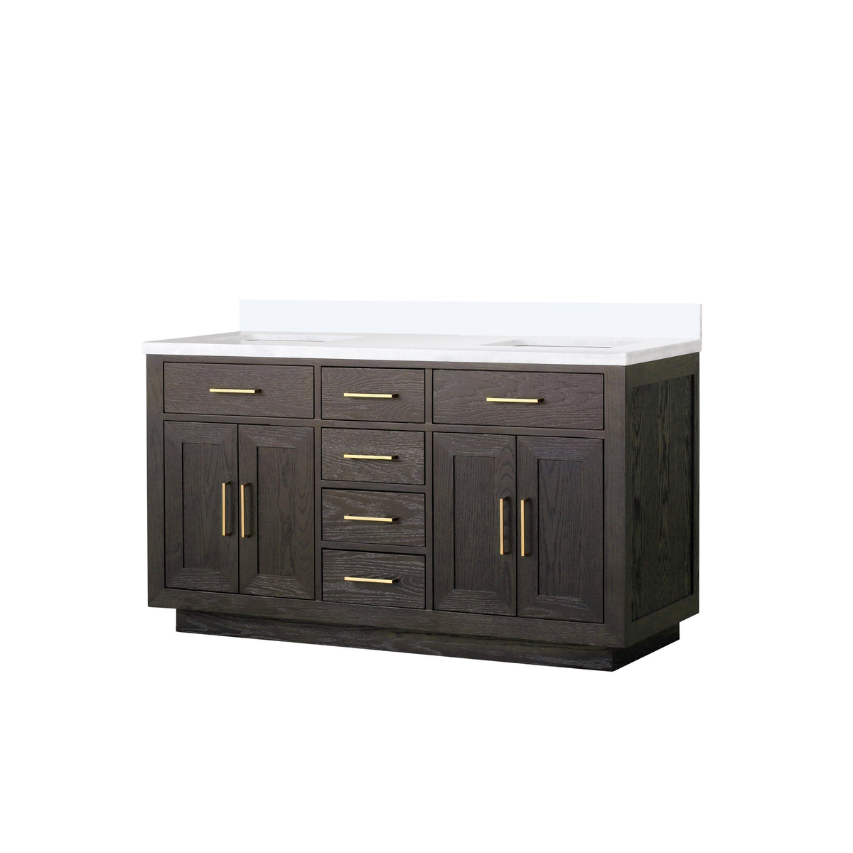 Lexora Abbey 60 in. Brown Oak Double Sink Bath Vanity
