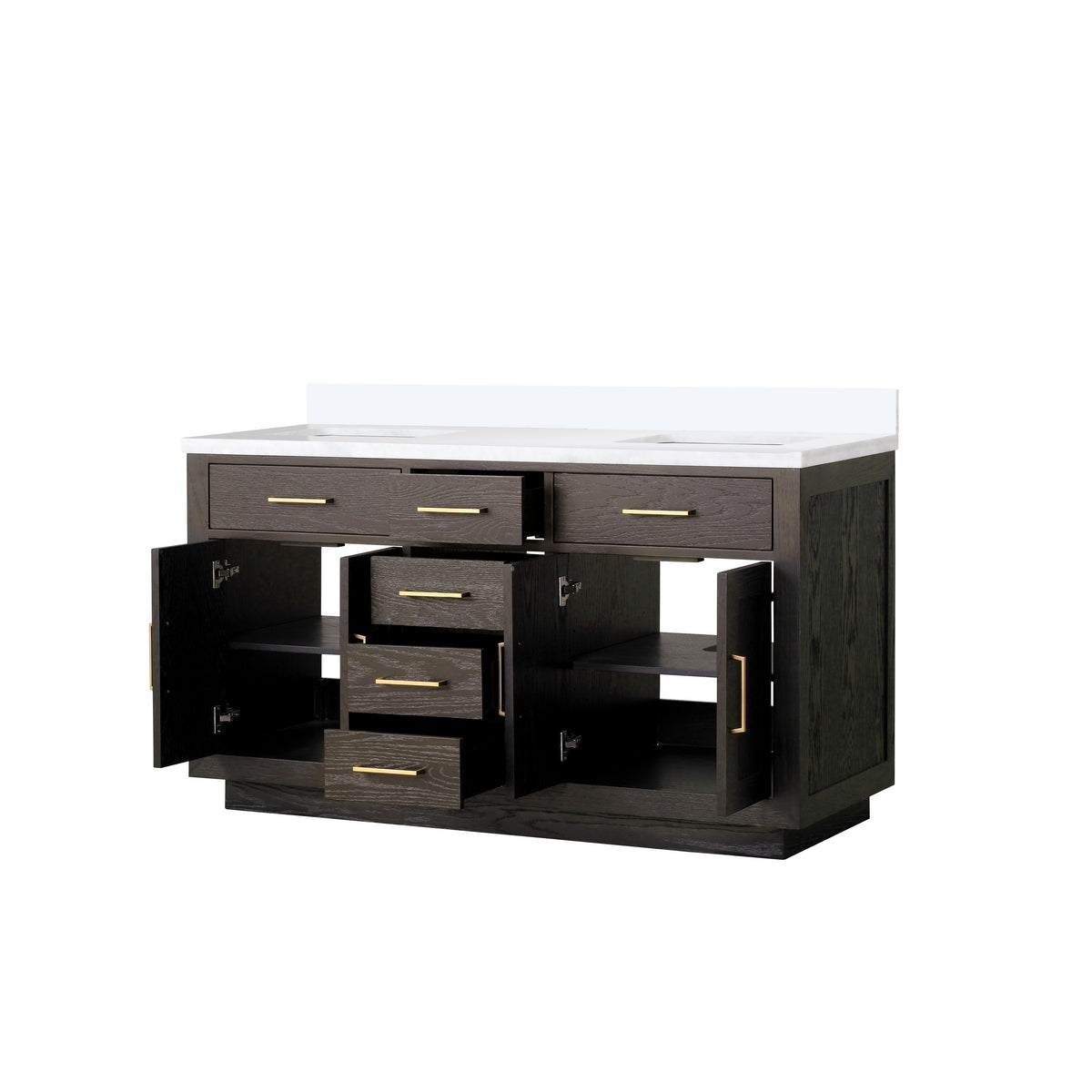 Lexora Abbey 60 in. Brown Oak Double Sink Bath Vanity