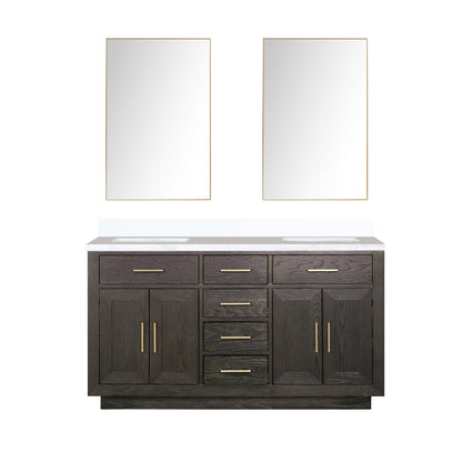Lexora Abbey 60 in. Brown Oak Double Sink Bath Vanity