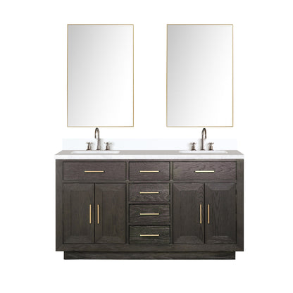 Lexora Abbey 60 in. Brown Oak Double Sink Bath Vanity