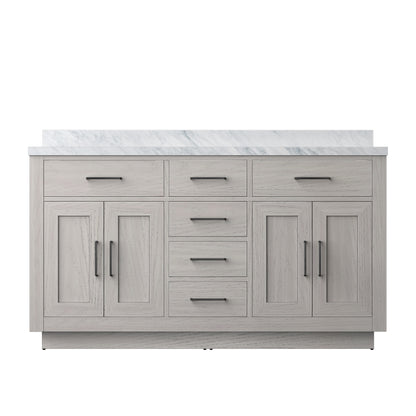 Lexora Abbey 60 in. White Oak Double Sink Bath Vanity