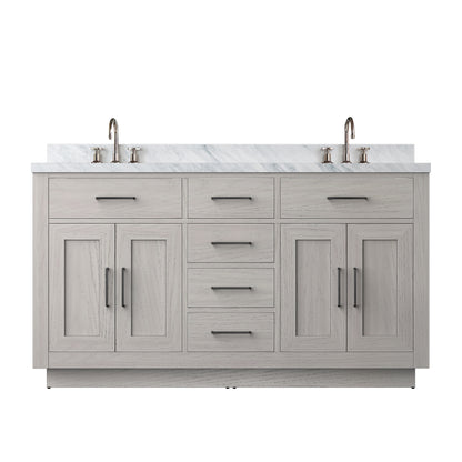 Lexora Abbey 60 in. White Oak Double Sink Bath Vanity