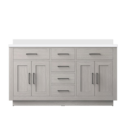 Lexora Abbey 60 in. White Oak Double Sink Bath Vanity