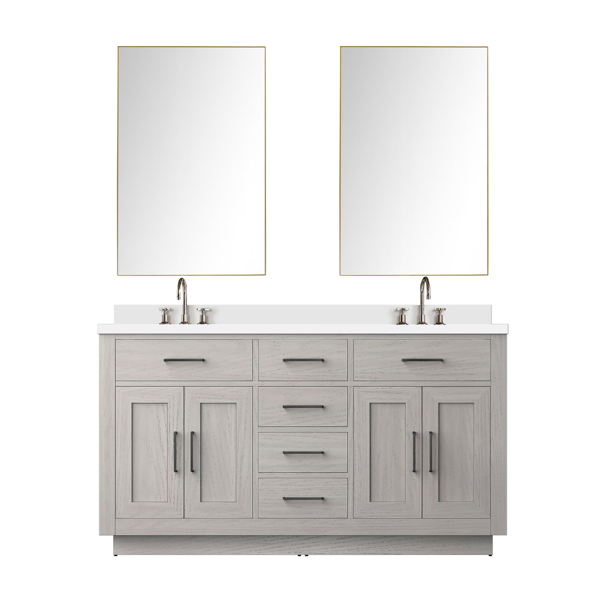 Lexora Abbey 60 in. White Oak Double Sink Bath Vanity
