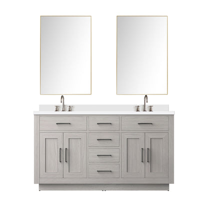 Lexora Abbey 60 in. White Oak Double Sink Bath Vanity