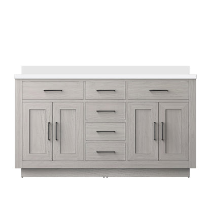 Lexora Abbey 60 in. White Oak Double Sink Bath Vanity