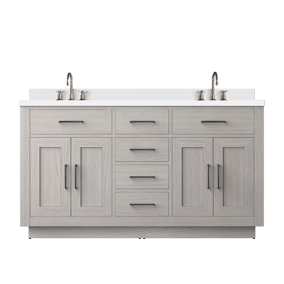Lexora Abbey 60 in. White Oak Double Sink Bath Vanity