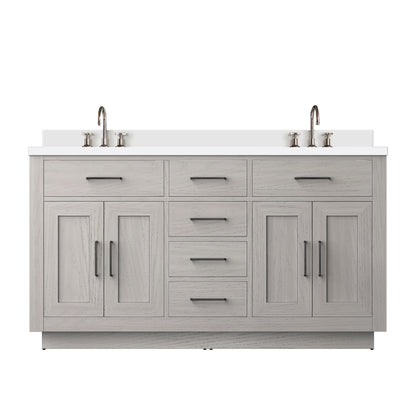 Lexora Abbey 60 in. White Oak Double Sink Bath Vanity