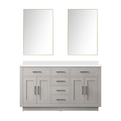 Lexora Abbey 60 in. White Oak Double Sink Bath Vanity