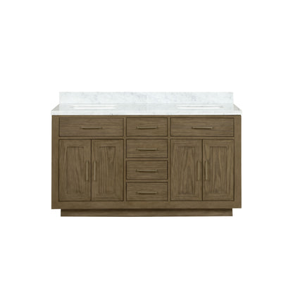 Lexora Abbey 60 in. Grey Oak Double Sink Bath Vanity