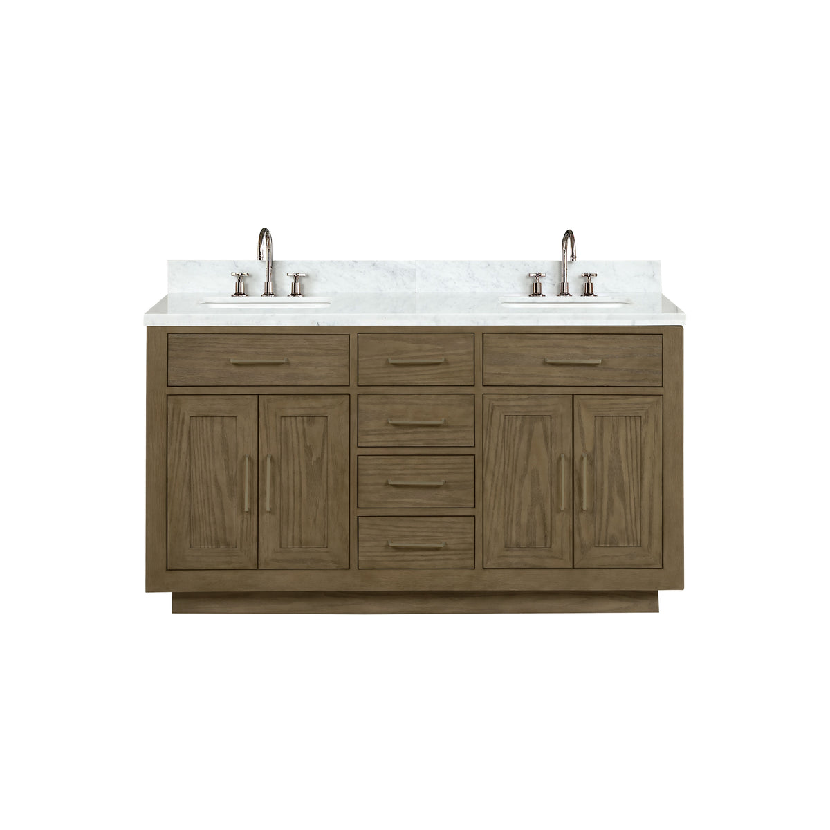 Lexora Abbey 60 in. Grey Oak Double Sink Bath Vanity