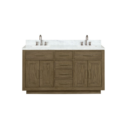 Lexora Abbey 60 in. Grey Oak Double Sink Bath Vanity