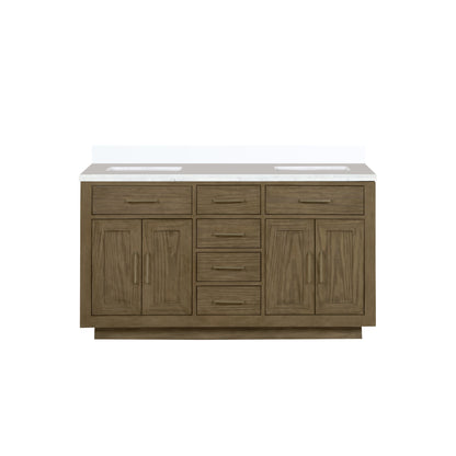 Lexora Abbey 60 in. Grey Oak Double Sink Bath Vanity