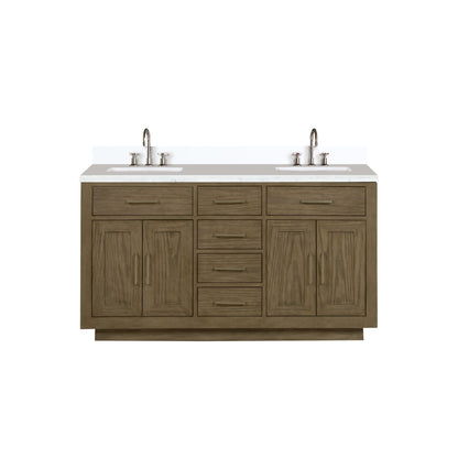 Lexora Abbey 60 in. Grey Oak Double Sink Bath Vanity