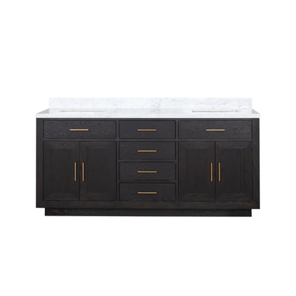 Lexora Abbey 72 in. Black Oak Double Sink Bath Vanity