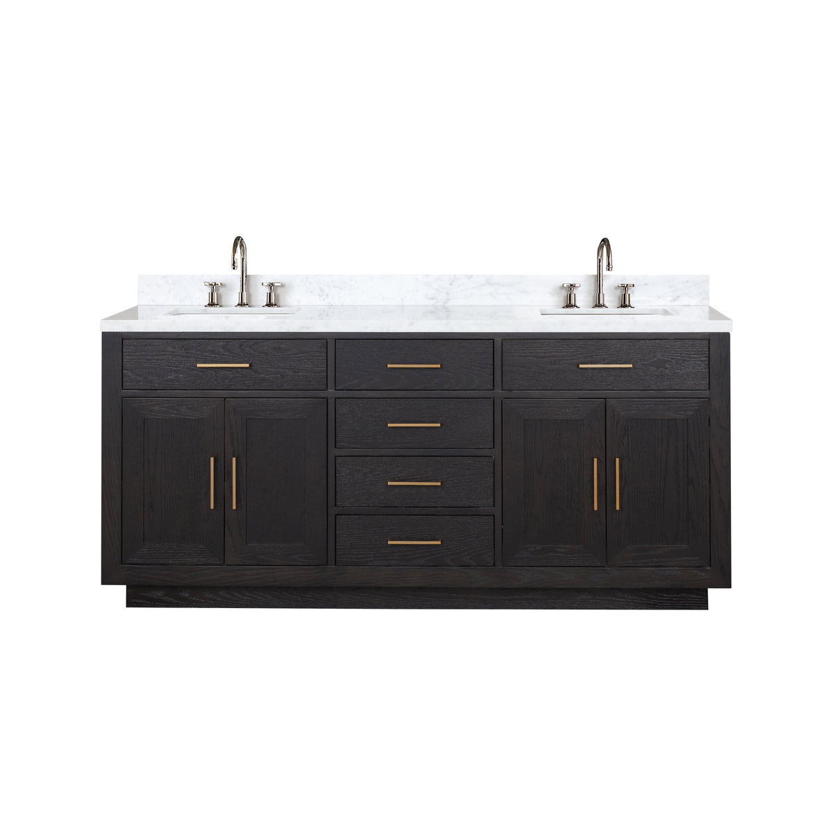 Lexora Abbey 72 in. Black Oak Double Sink Bath Vanity