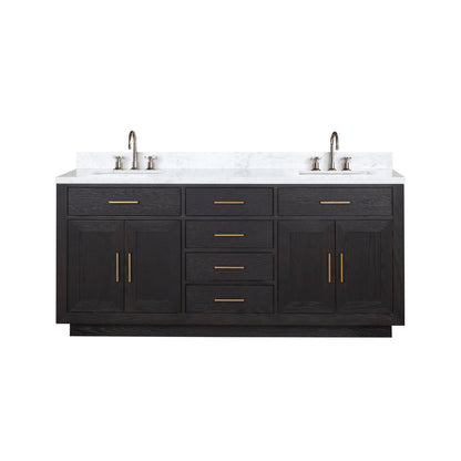 Lexora Abbey 72 in. Black Oak Double Sink Bath Vanity