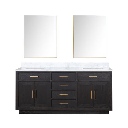 Lexora Abbey 72 in. Black Oak Double Sink Bath Vanity