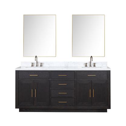 Lexora Abbey 72 in. Black Oak Double Sink Bath Vanity