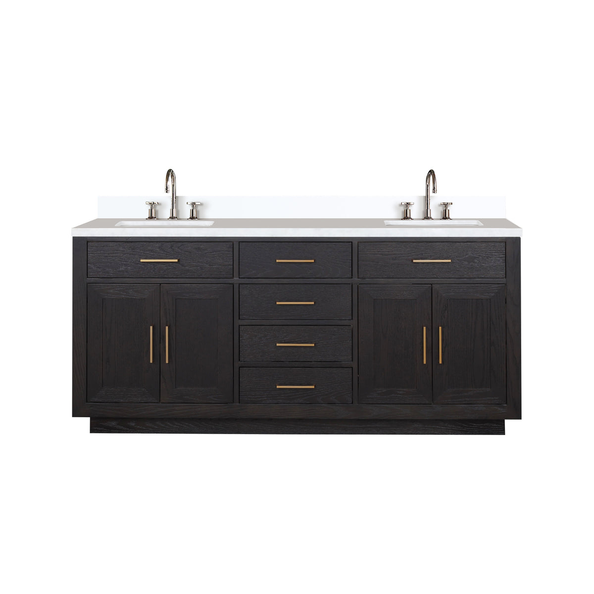 Lexora Abbey 72 in. Black Oak Double Sink Bath Vanity