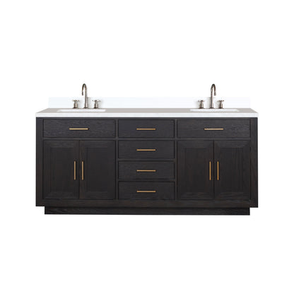 Lexora Abbey 72 in. Black Oak Double Sink Bath Vanity