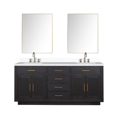 Lexora Abbey 72 in. Black Oak Double Sink Bath Vanity