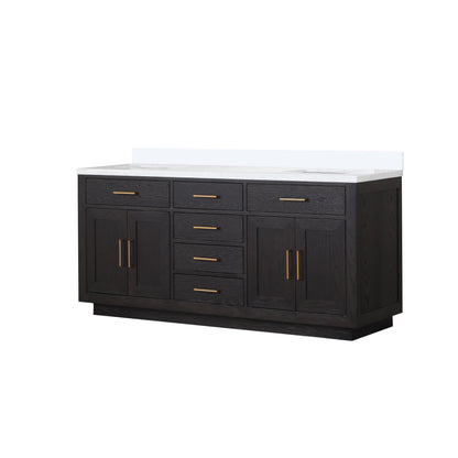 Lexora Abbey 72 in. Black Oak Double Sink Bath Vanity
