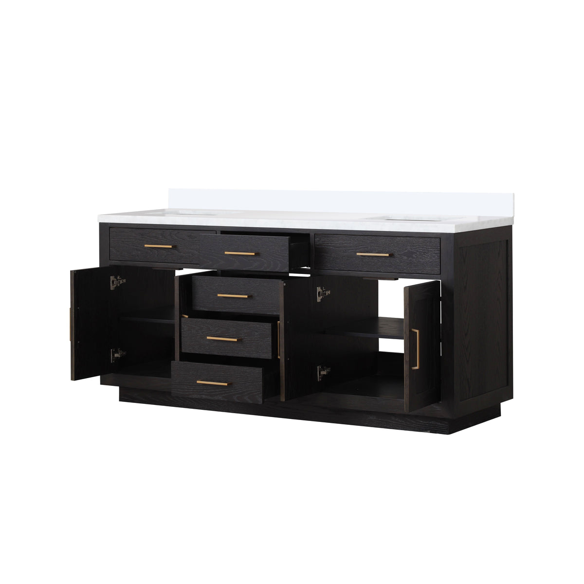 Lexora Abbey 72 in. Black Oak Double Sink Bath Vanity