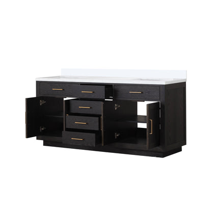 Lexora Abbey 72 in. Black Oak Double Sink Bath Vanity