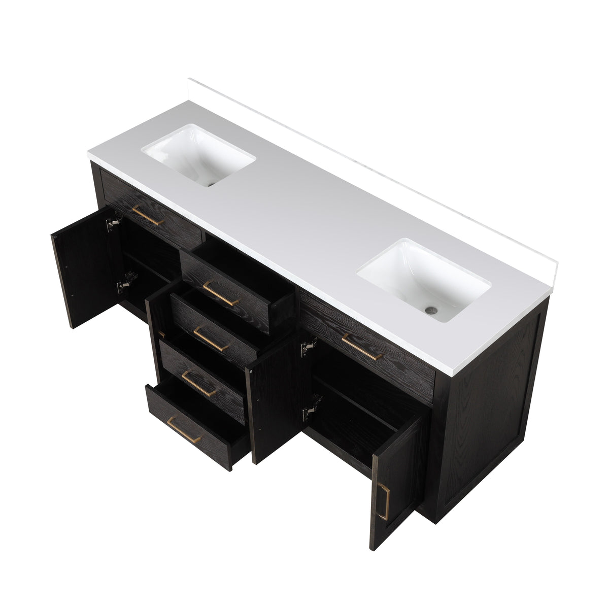 Lexora Abbey 72 in. Black Oak Double Sink Bath Vanity