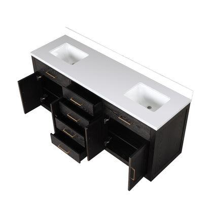 Lexora Abbey 72 in. Black Oak Double Sink Bath Vanity
