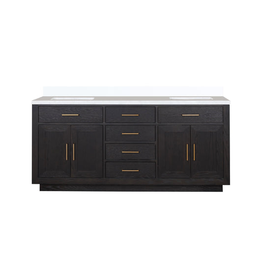 Lexora Abbey 72 in. Black Oak Double Sink Bath Vanity
