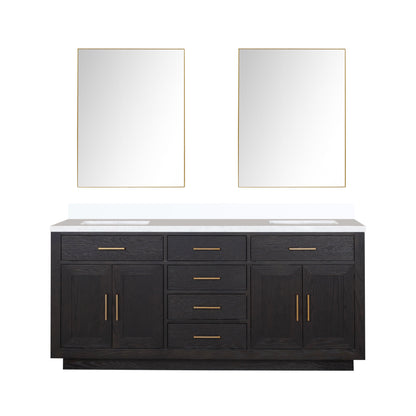 Lexora Abbey 72 in. Black Oak Double Sink Bath Vanity