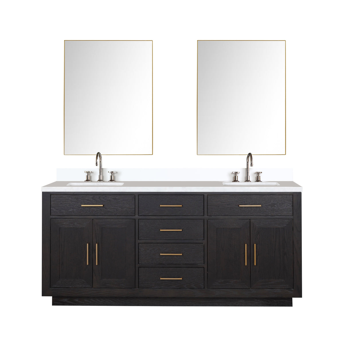 Lexora Abbey 72 in. Black Oak Double Sink Bath Vanity