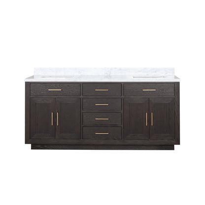 Lexora Abbey 72 in. Brown Oak Double Sink Bath Vanity