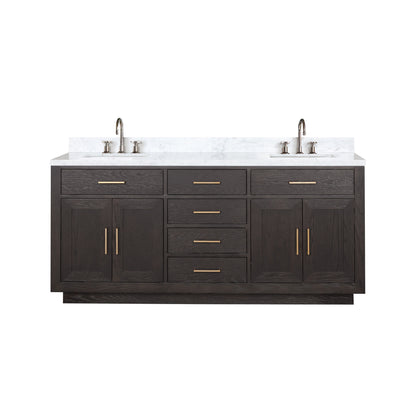 Lexora Abbey 72 in. Brown Oak Double Sink Bath Vanity