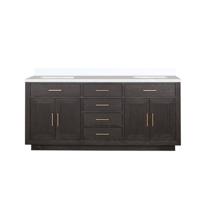 Lexora Abbey 72 in. Brown Oak Double Sink Bath Vanity