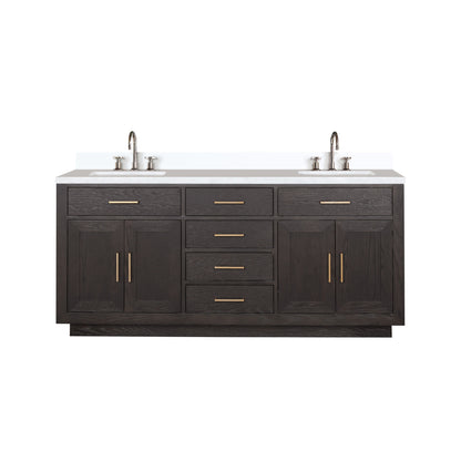 Lexora Abbey 72 in. Brown Oak Double Sink Bath Vanity