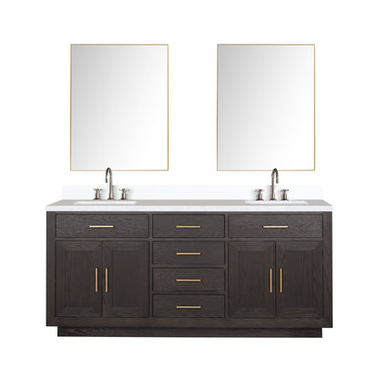 Lexora Abbey 72 in. Brown Oak Double Sink Bath Vanity