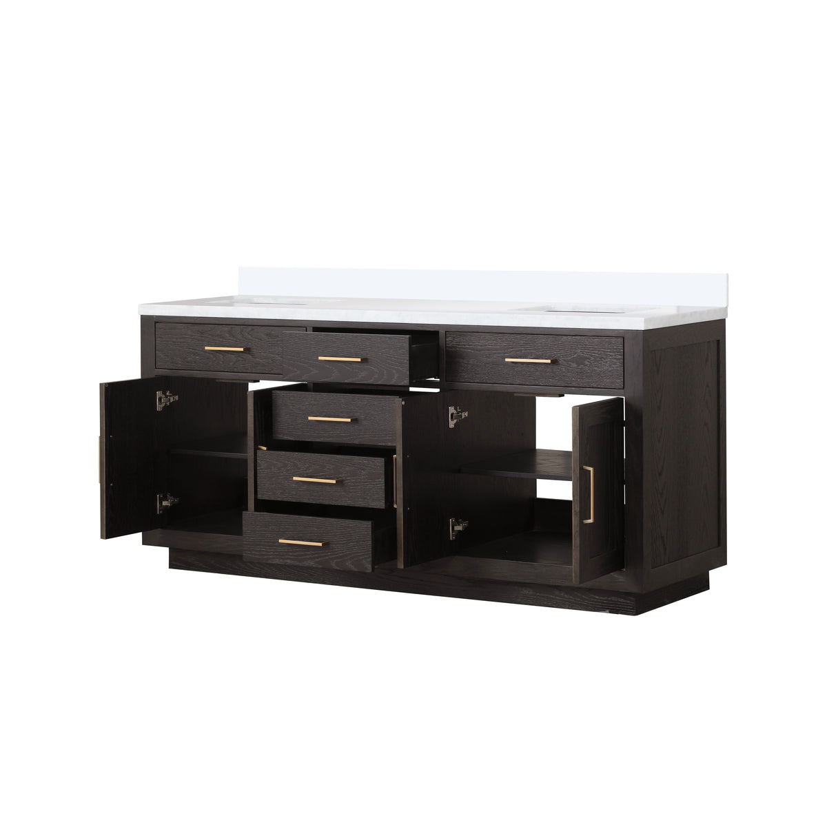 Lexora Abbey 72 in. Brown Oak Double Sink Bath Vanity