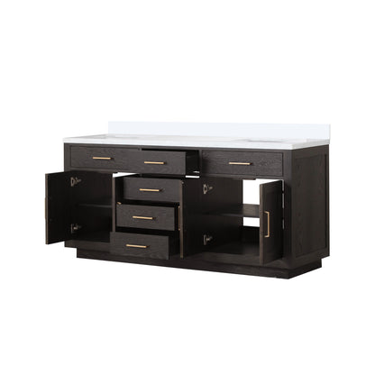 Lexora Abbey 72 in. Brown Oak Double Sink Bath Vanity