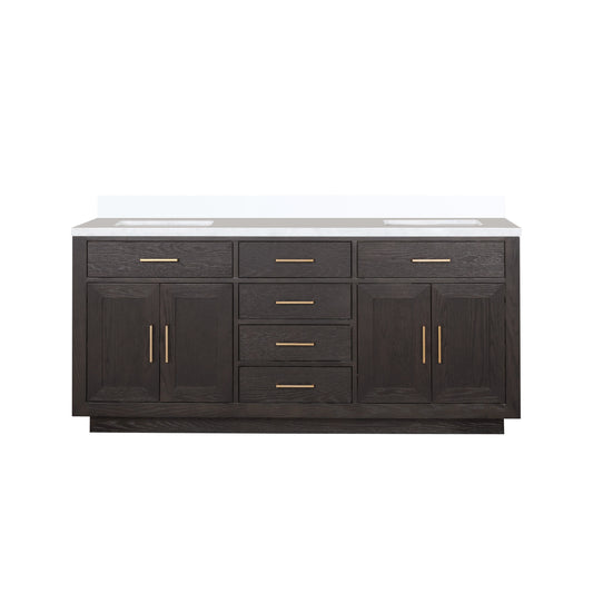 Lexora Abbey 72 in. Brown Oak Double Sink Bath Vanity