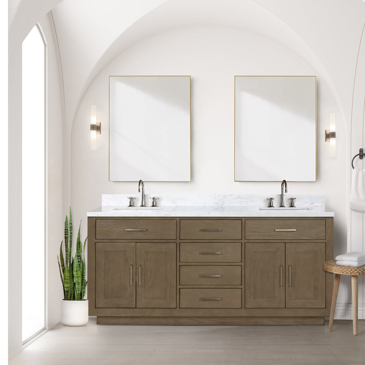 Lexora Abbey 72 in. Grey Oak Double Sink Bath Vanity
