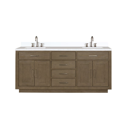 Lexora Abbey 72 in. Grey Oak Double Sink Bath Vanity