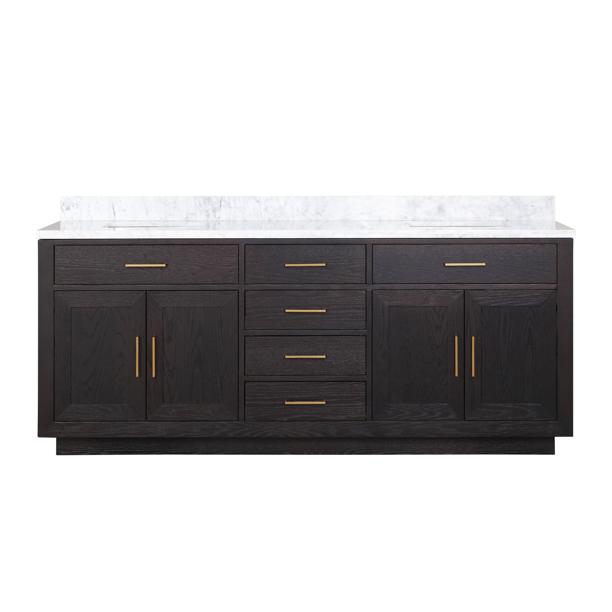 Lexora Abbey 80 in. Black Oak Double Sink Bath Vanity
