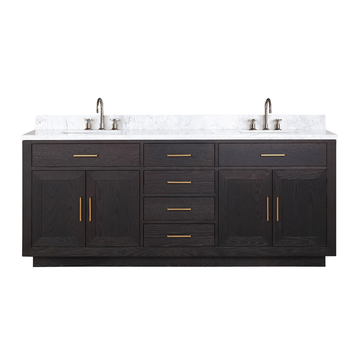 Lexora Abbey 80 in. Black Oak Double Sink Bath Vanity