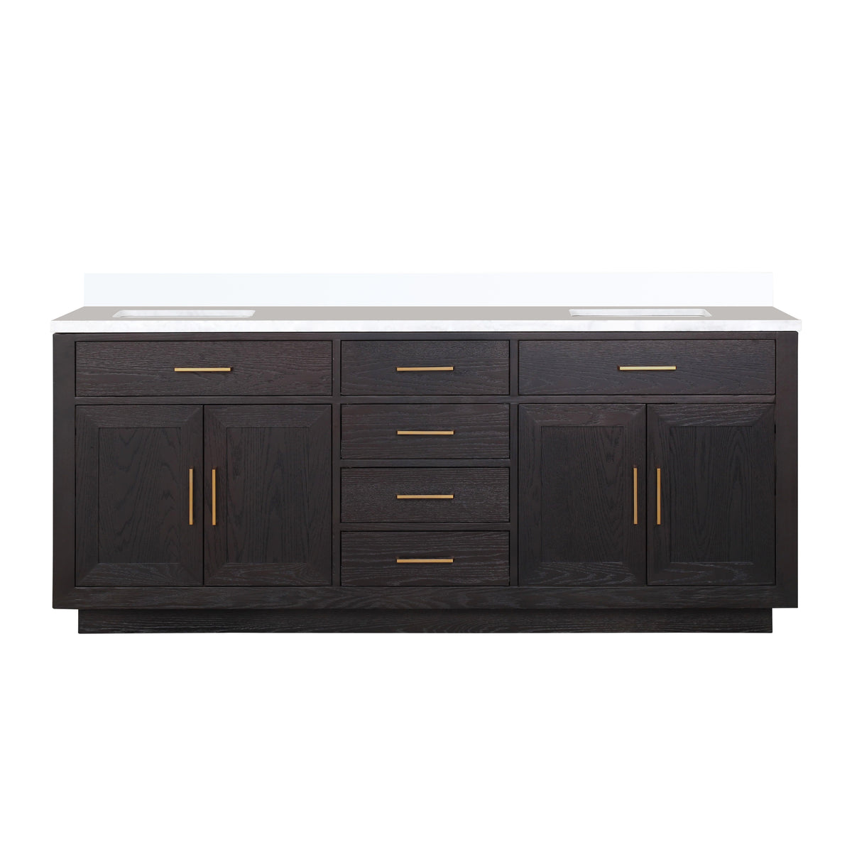 Lexora Abbey 80 in. Black Oak Double Sink Bath Vanity